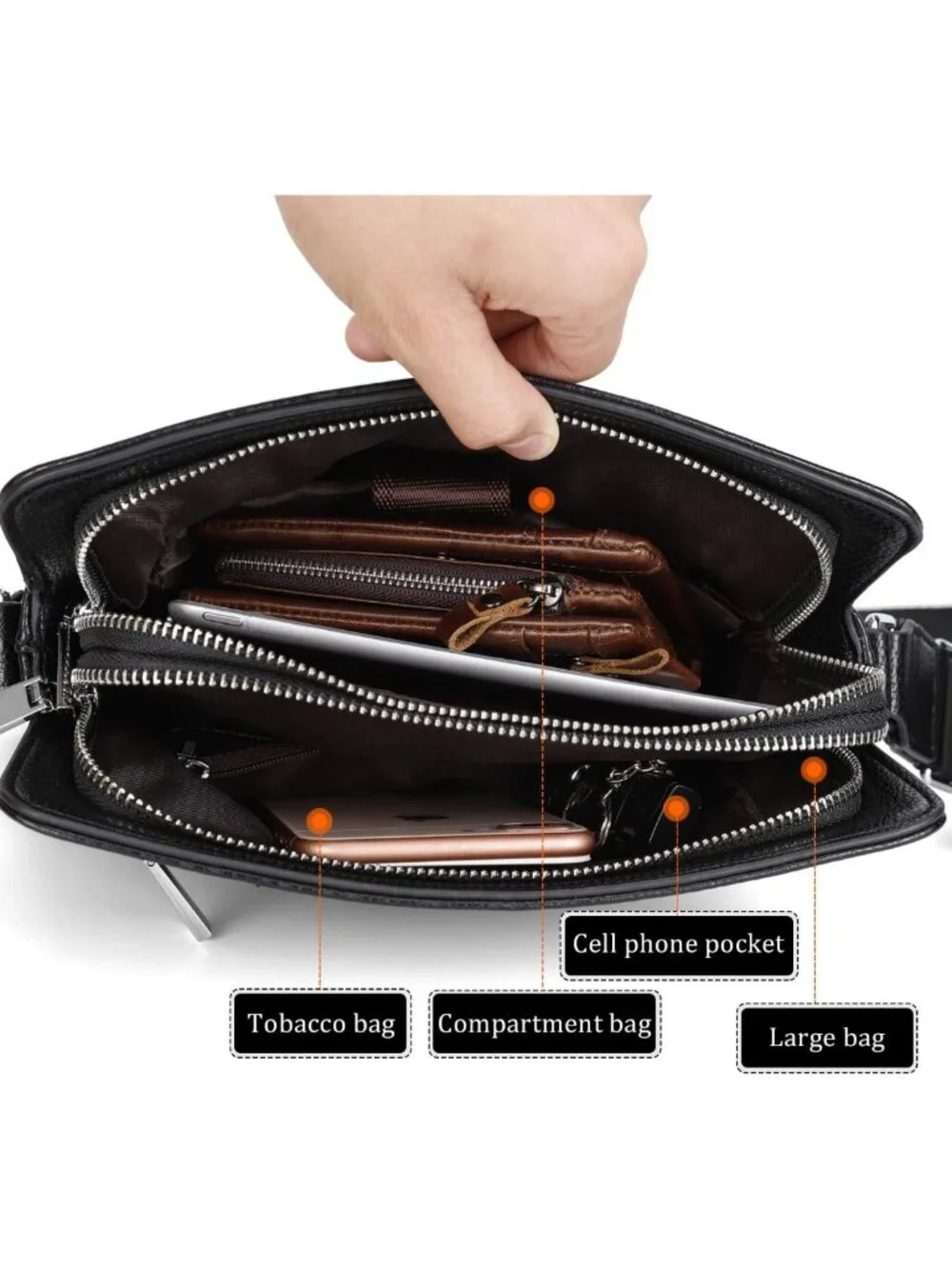 Stylish Leather Messenger Crossbody Shoulder Bag for Business & Travel